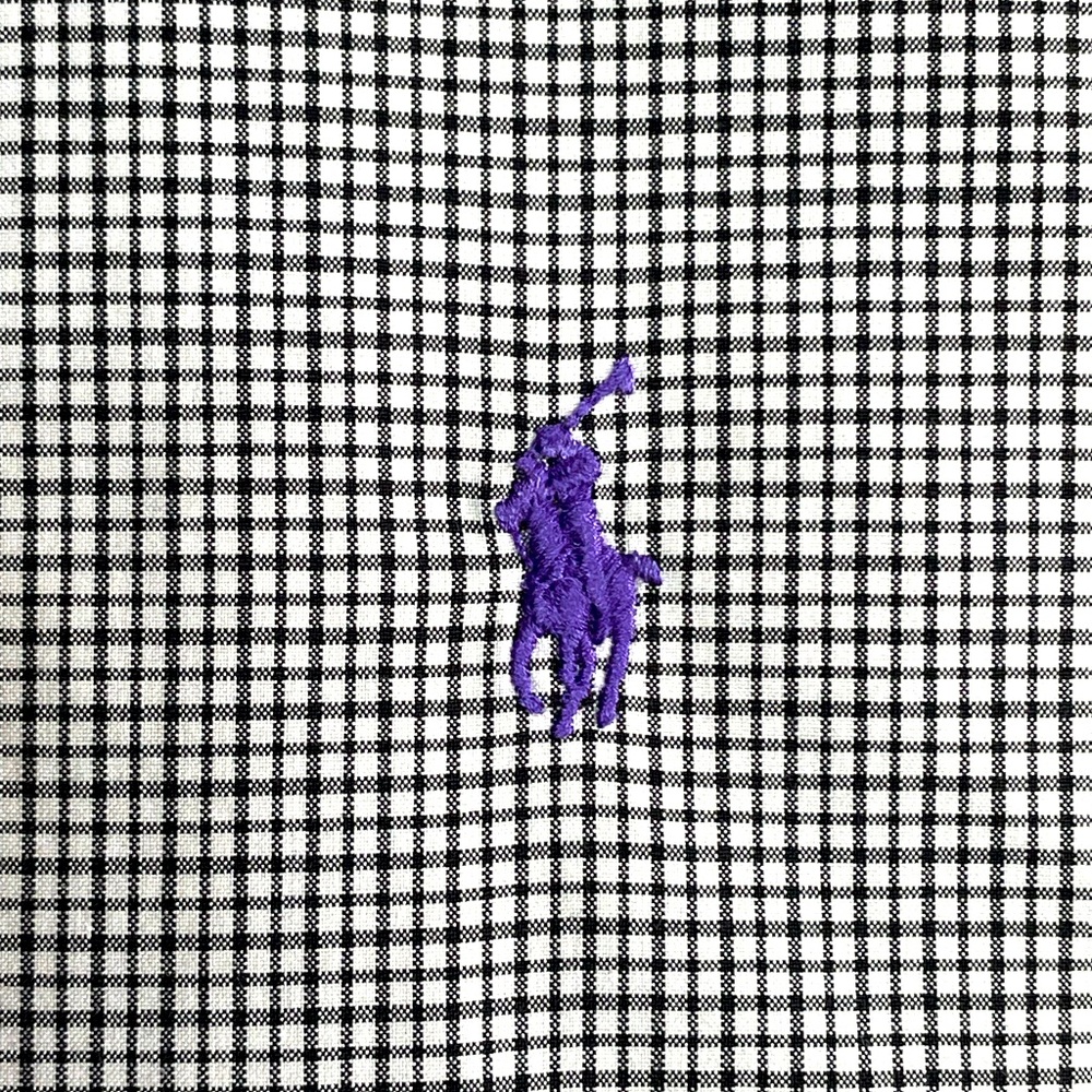 Ralph Lauren Men’s Button Down Short Sleeve White and Black Checkered Shirt